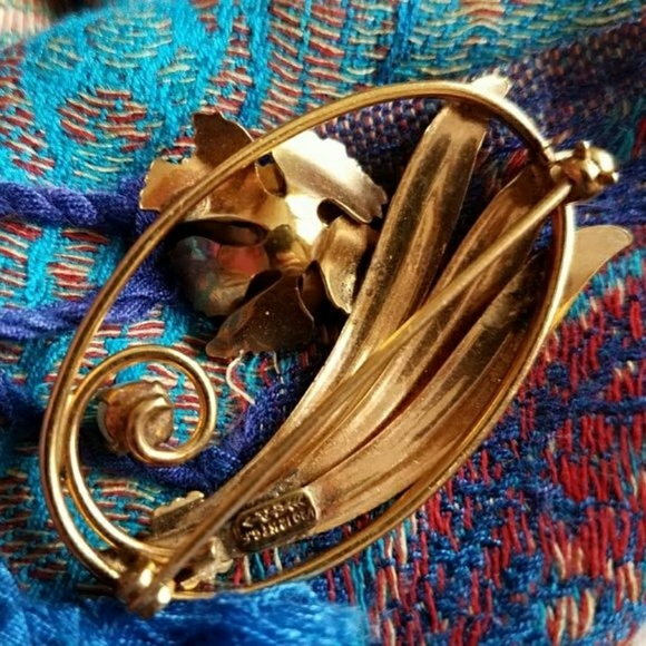 Vintage brooch CarlArt gold fill real pearl pin flower floral - Picture 5 of 6